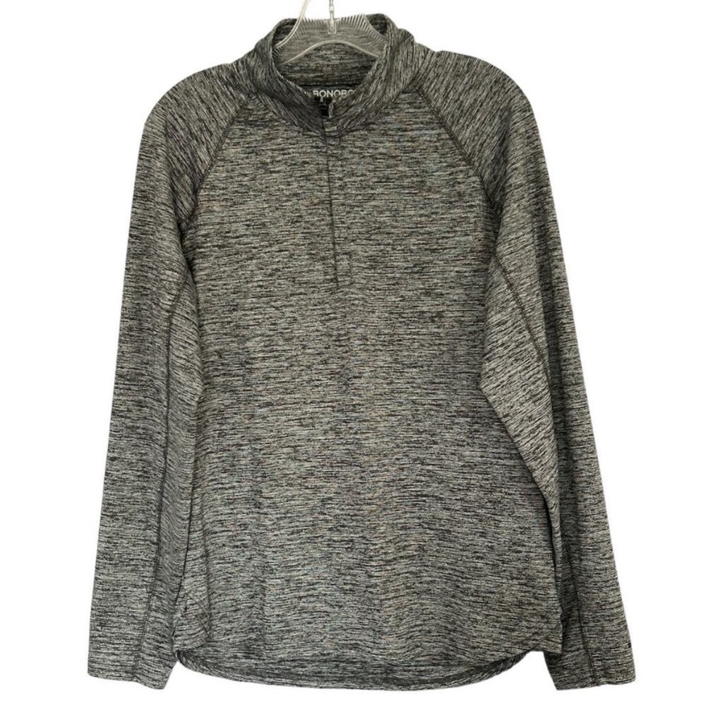 Bonobos Golf Men's 1/4 Zip Pullover Activewear Heather Grey Slim Fit LARGE